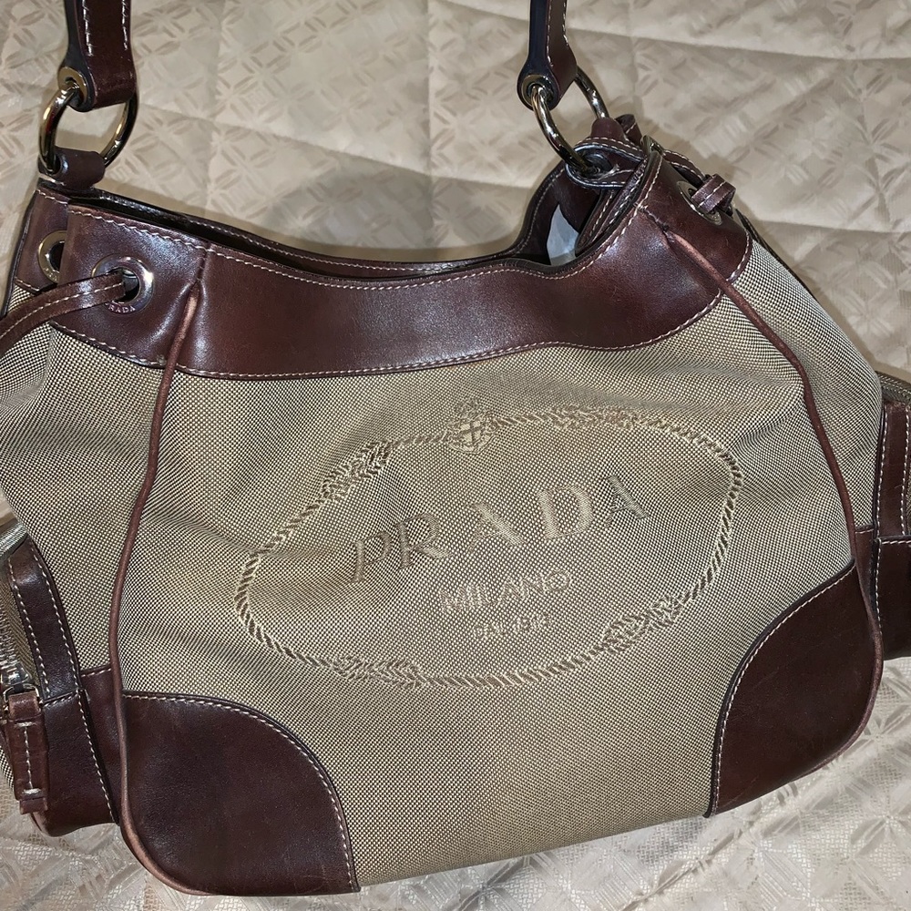 PRADA Canvas and Leather Bag